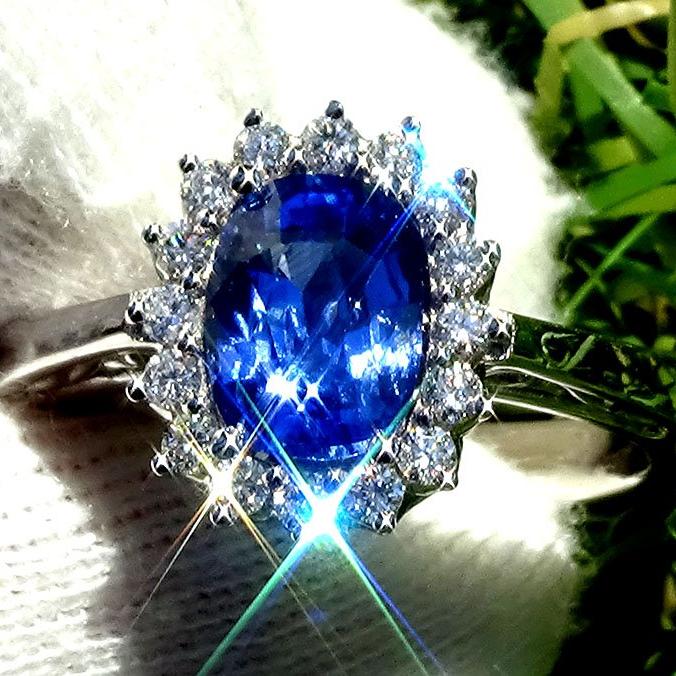 blue sapphire diamond 18kt ring - Shilat