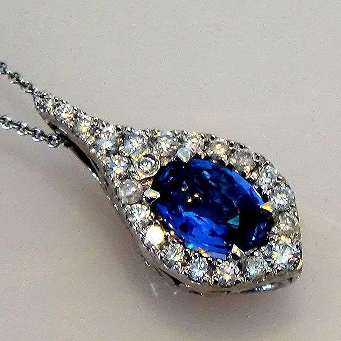 sapphire diamond 14kt pendant - Shilat