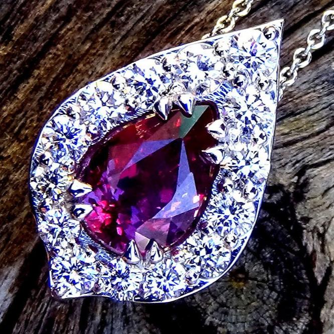 Purple Sapphire natural diamonds Necklace - Shilat