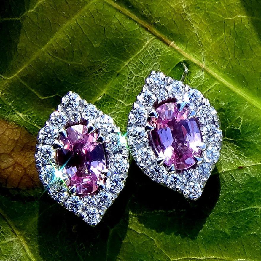 pink sapphire diamonds earrings - Shlat