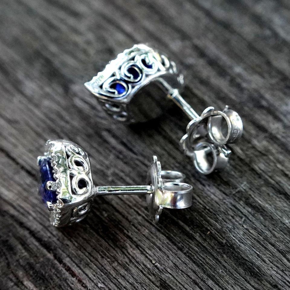 blue sapphire and diamonds earrings - Shilat