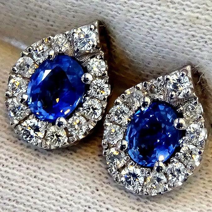 sapphire diamonds stud earrings - Shilat