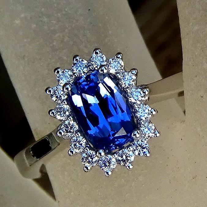  blue sapphire diamond ring 18k - Shilat