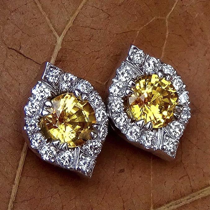 sapphire diamonds stud earrings - Shilat