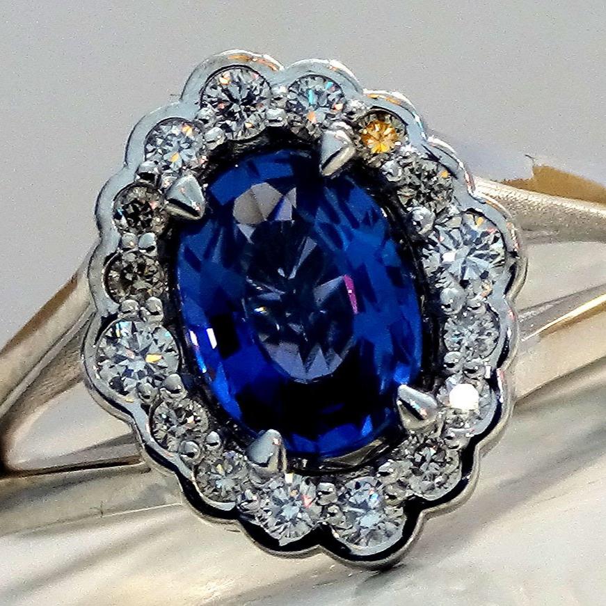 sapphire diamond 14kt ring - Shilat