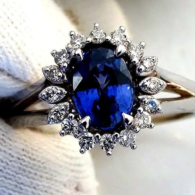 blue sapphire diamond ring - Shilat