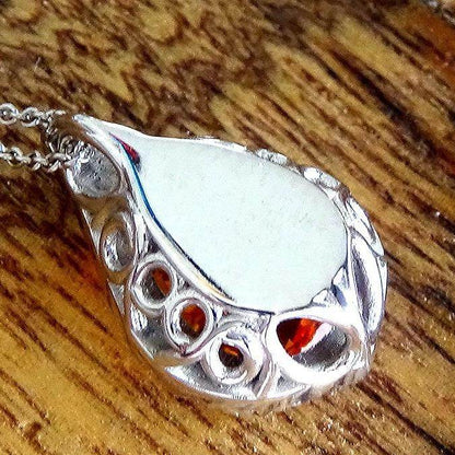 Orange Sapphire Pendant And Accent Diamonds - Shilat 