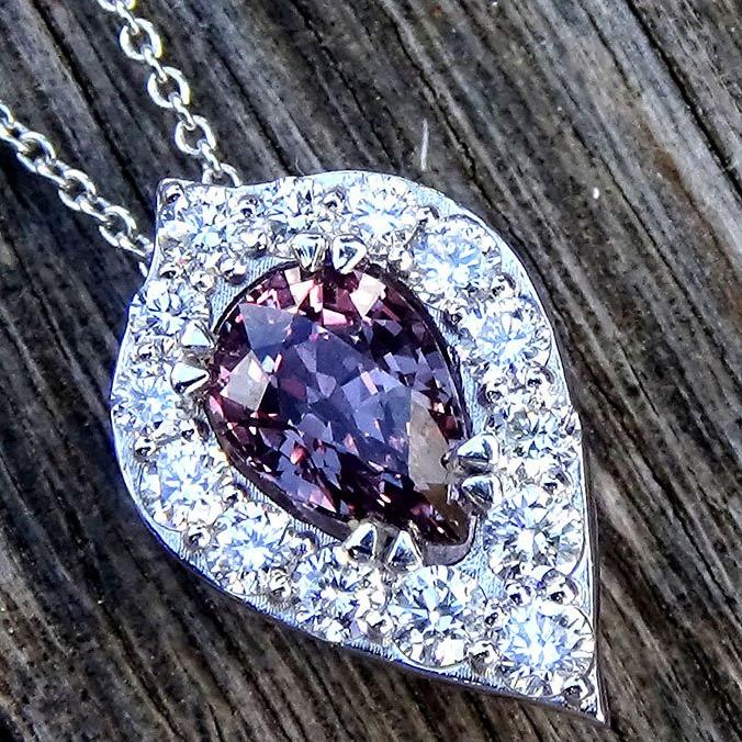 Purple Pink Sapphire diamonds Necklace - Shilat