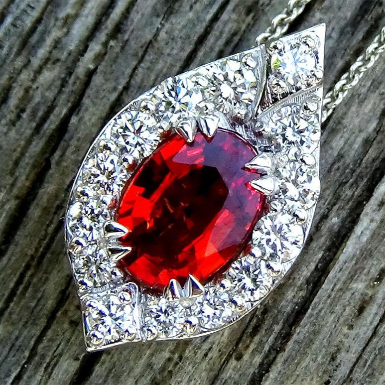 Red Sapphire natural diamonds Necklace - Shilat