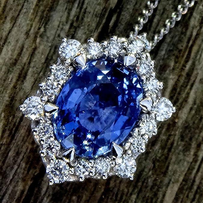 Oval Sapphire diamonds Necklace - Shilat