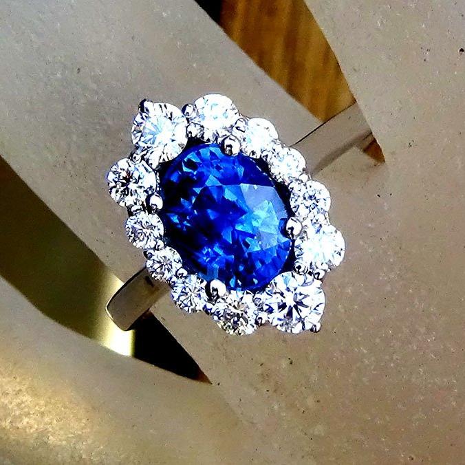 blue sapphire diamond gold ring - Shilat