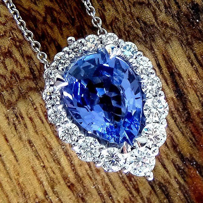 blue sapphire pendant - Shilat