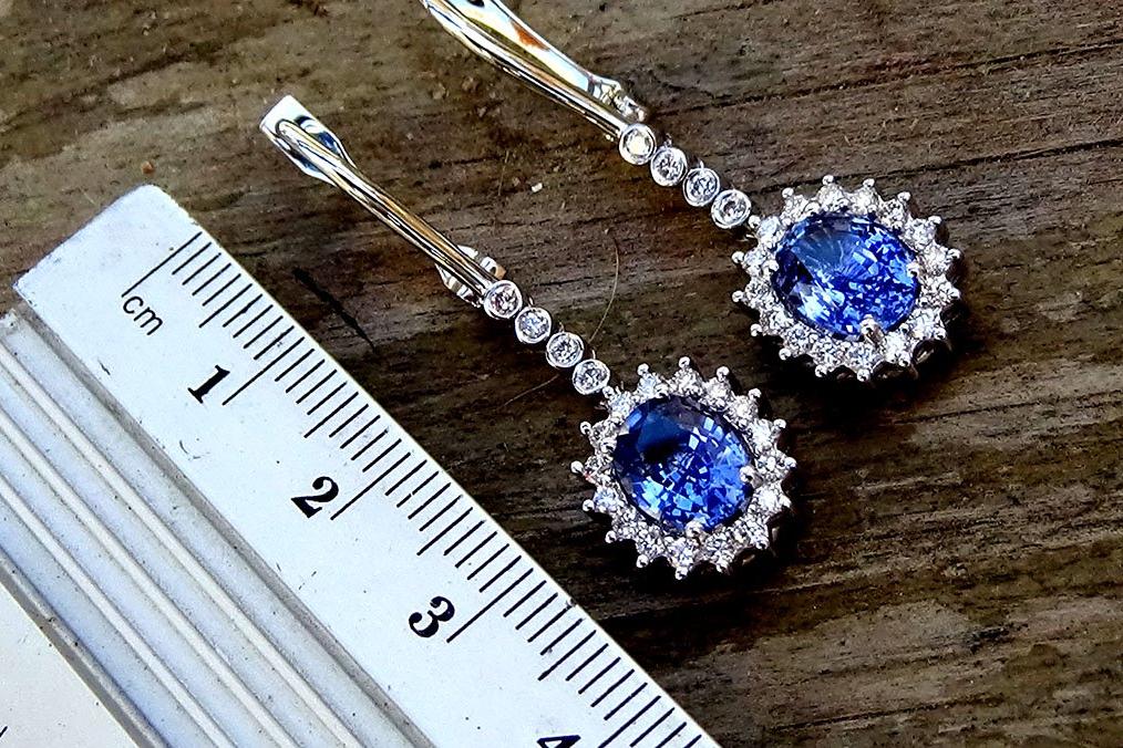 sapphire diamond earrings 18k - Shilat