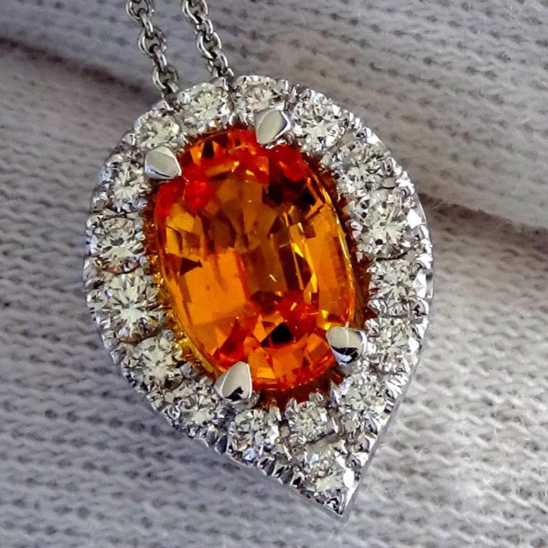 orange sapphire diamond pendant - Shilat