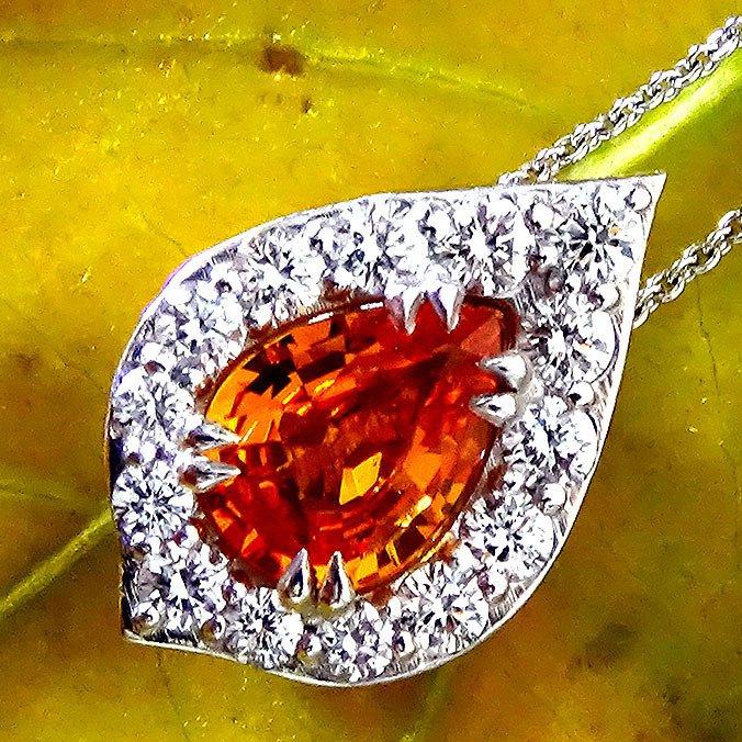 orange sapphire pendant - Shilat