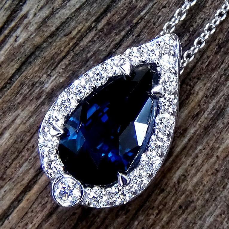 Pear Sapphire diamonds Necklace - Shilat