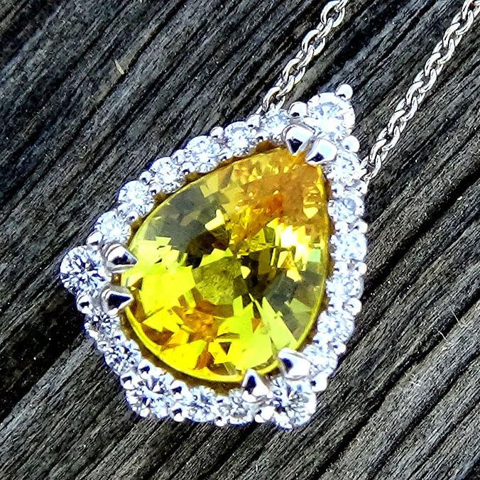 Yellow Sapphire diamonds Necklace - Shilat