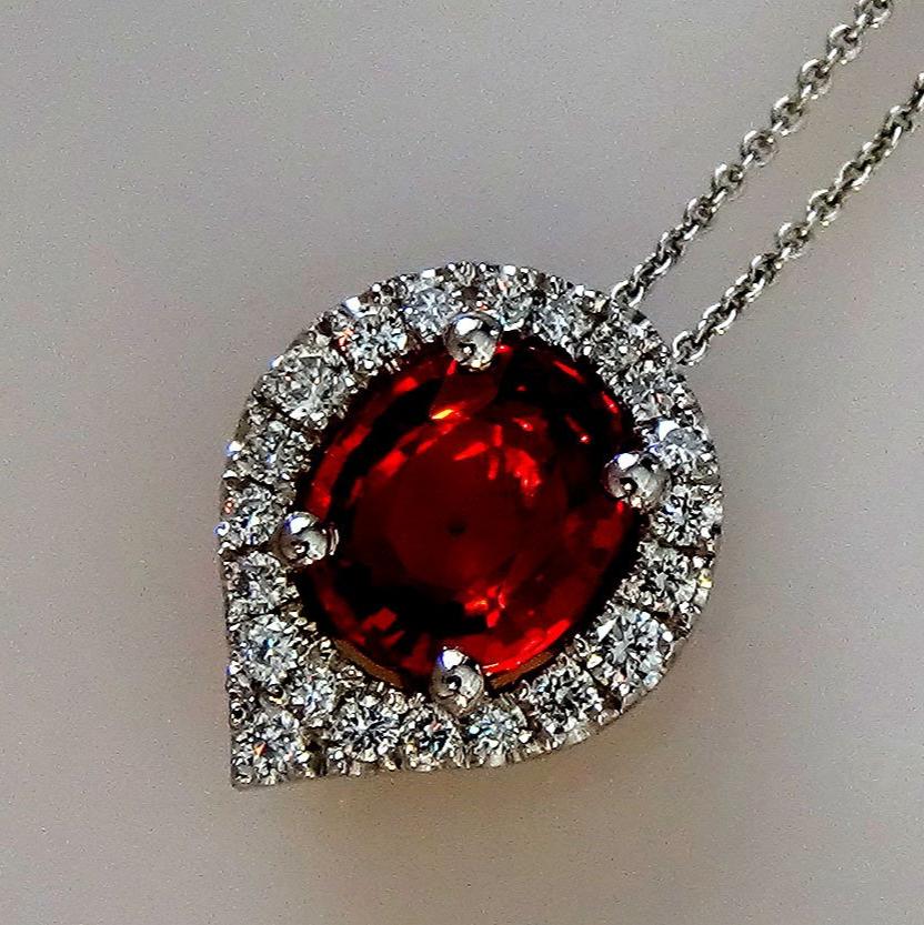 Red sapphire diamond 14kt pendant - Shilat