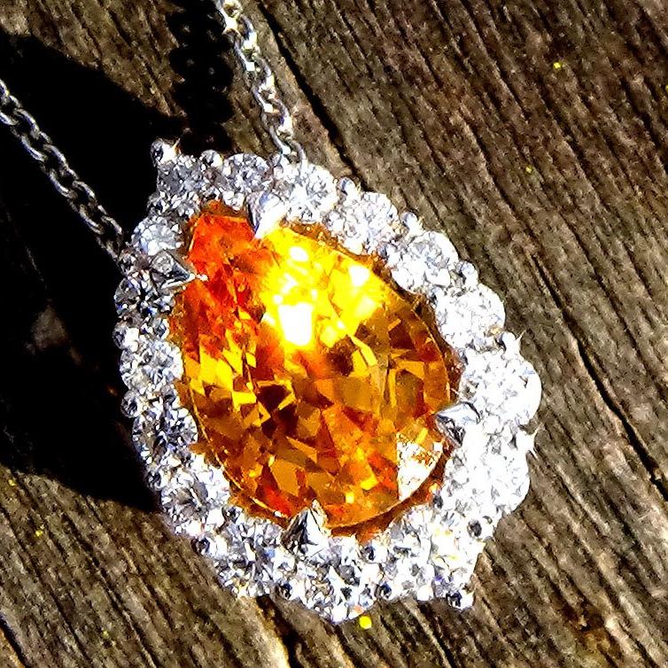 Orange Sapphire Necklace - Shilat