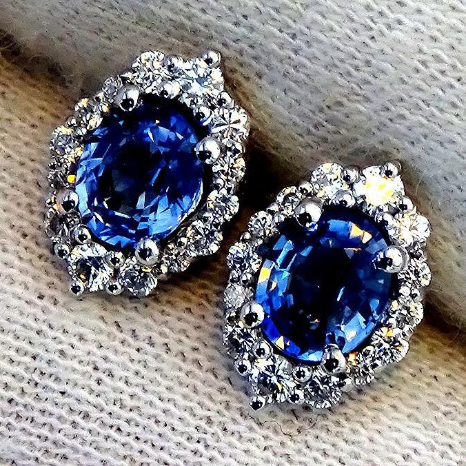 sapphire and diamonds stud earrings - Shilat