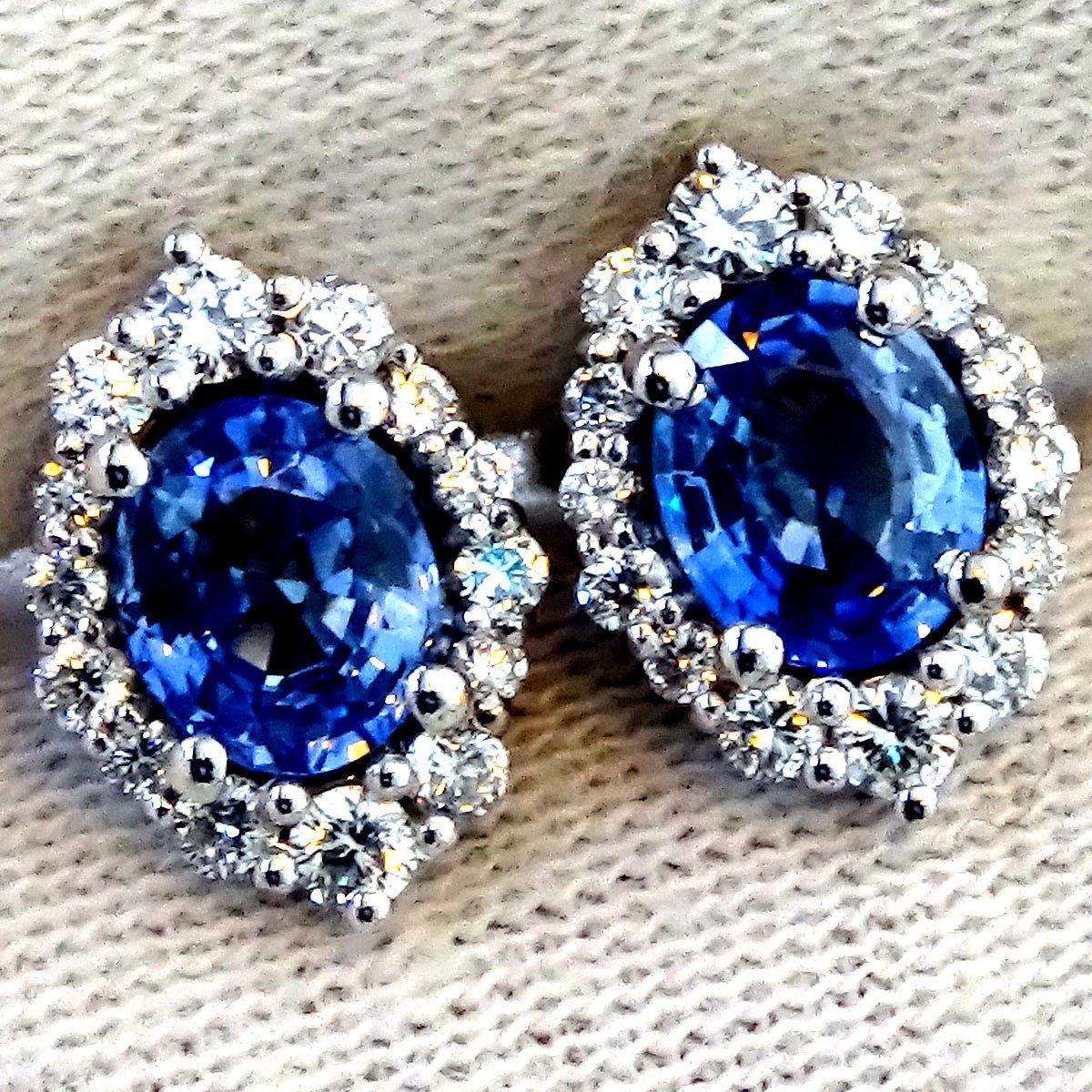 sapphire and accent diamonds stud earrings - Shilat