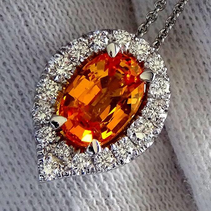 orange sapphire pendant - Shilat