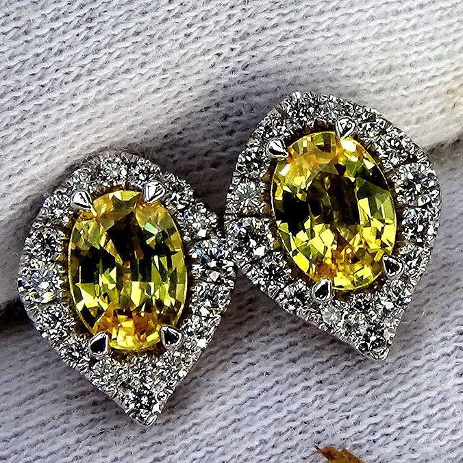 Ceylon yellow sapphire earrings - Shilat