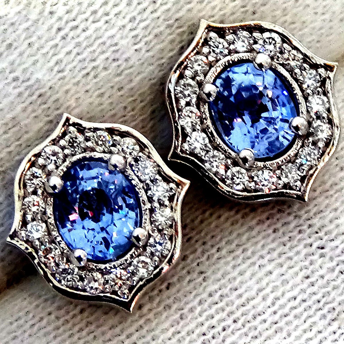 sapphire and accent diamonds earrings - Shilat