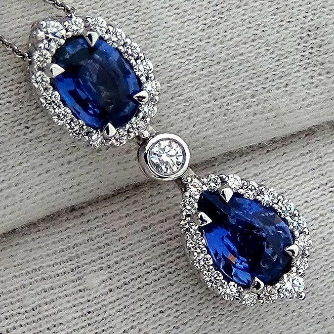 blue sapphire pendant 14k gold - Shilat