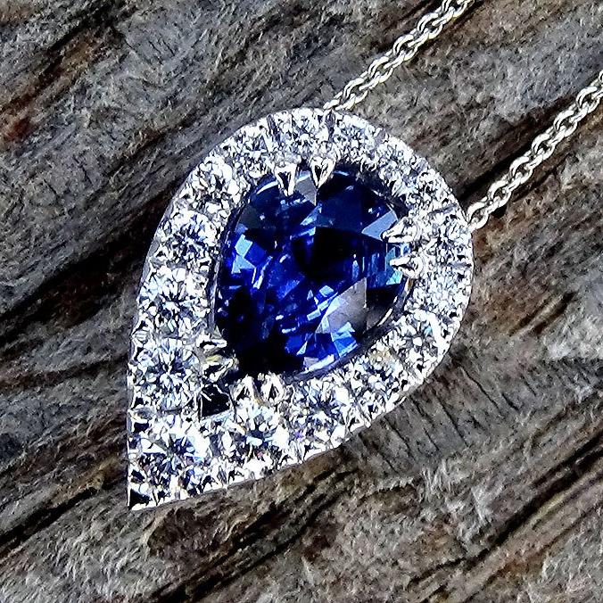 blue Sapphire Necklace 14k - Shilat