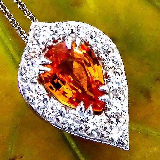 orange sapphire pendant gold - Shilat