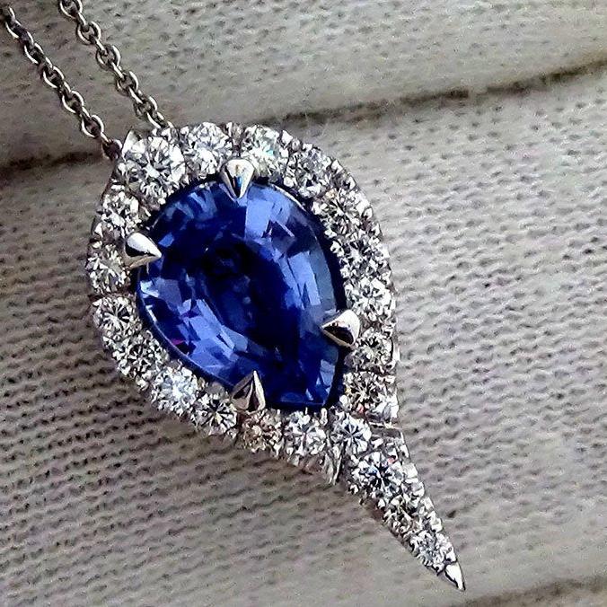 sapphire 14k pendant - Shilat