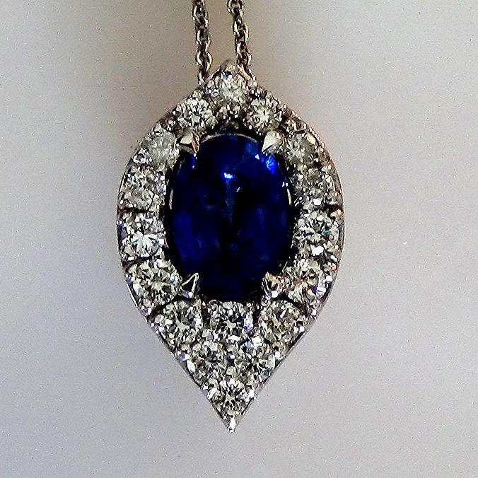  blue sapphire 14kt pendant - Shilat