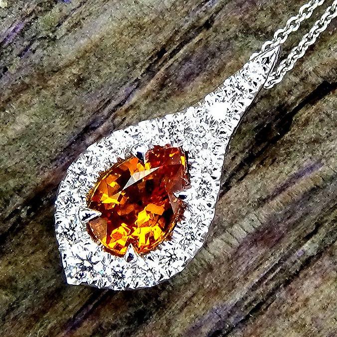 Orange Sapphire Necklace 14k - Shilat