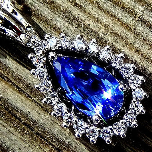 blue sapphire and diamond Necklace - Shilat