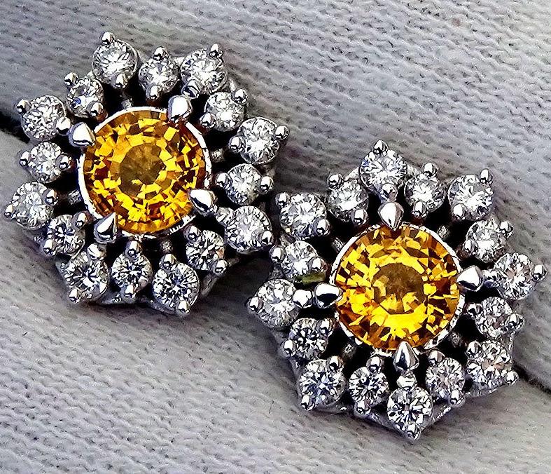 Yellow sapphire diamonds earrings - Shilat