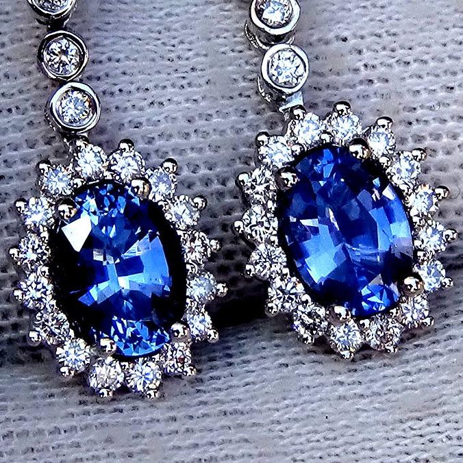 blue sapphire and diamond earrings - Shilat