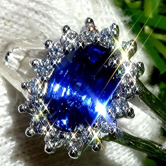 natural blue sapphire and diamond 18kt gold ring - Shilat