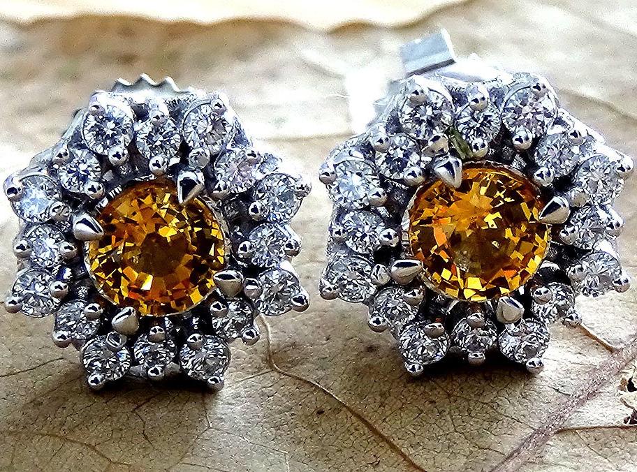 Ceylon Yellow sapphire earrings - Shilat