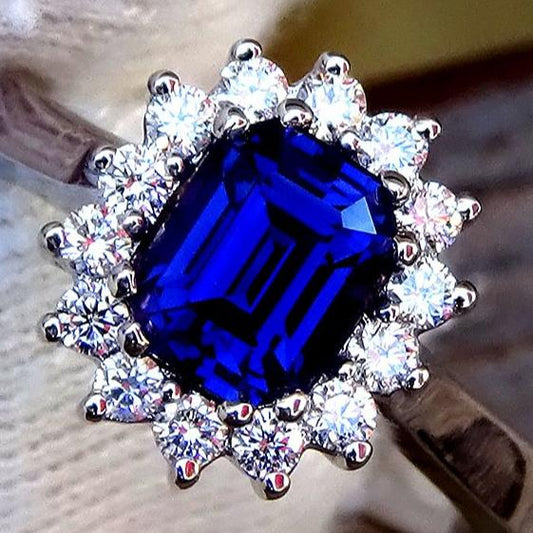 natural blue sapphire and diamond 18kt gold ring - Shilat