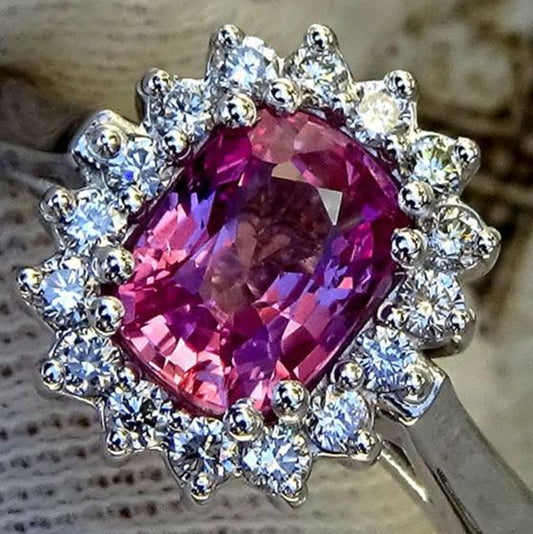 natural pink sapphire and diamond 18kt gold ring - Shilat