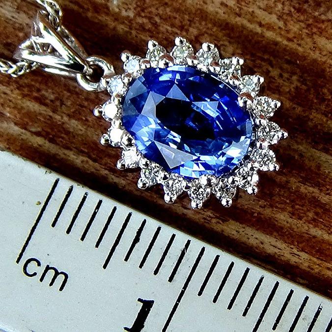 natural blue sapphire and diamond Necklace -Shilat