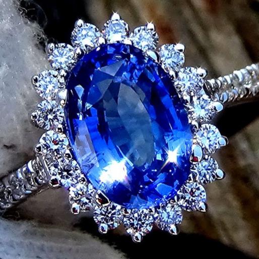 natural blue sapphire and diamond 18kt gold ring - Shilat