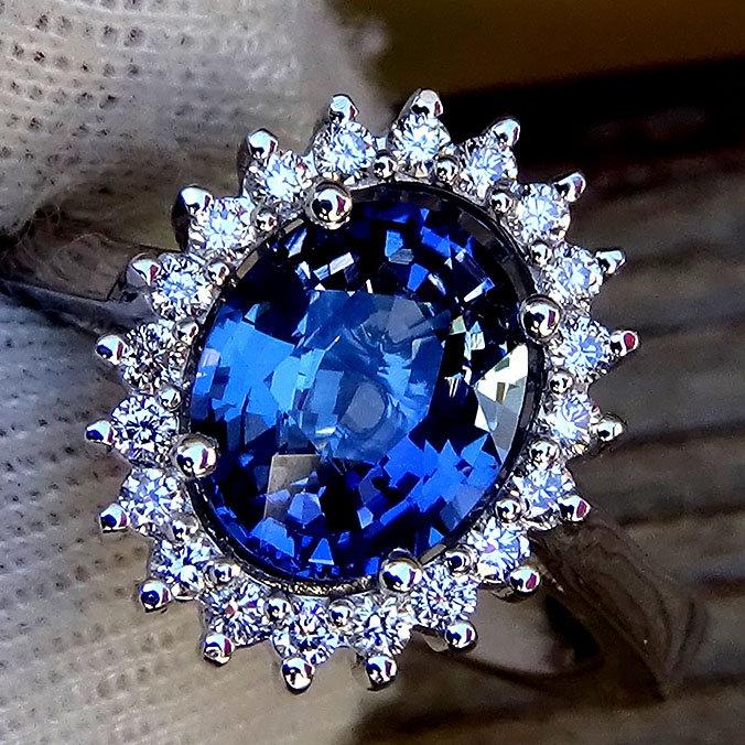 natural blue sapphire and diamond ring - Shilat