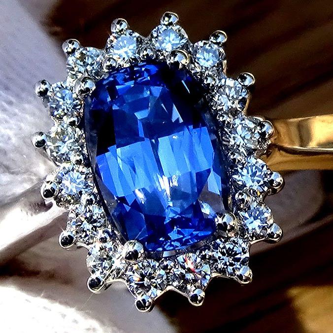 natural blue sapphire and diamond ring - Shilat