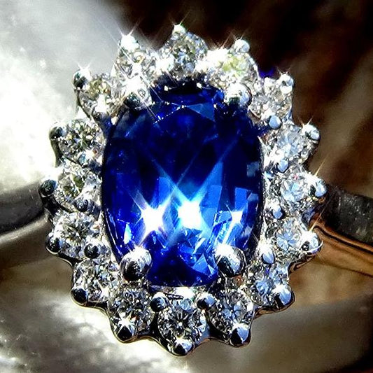 natural blue sapphire and diamond ring - Shilat