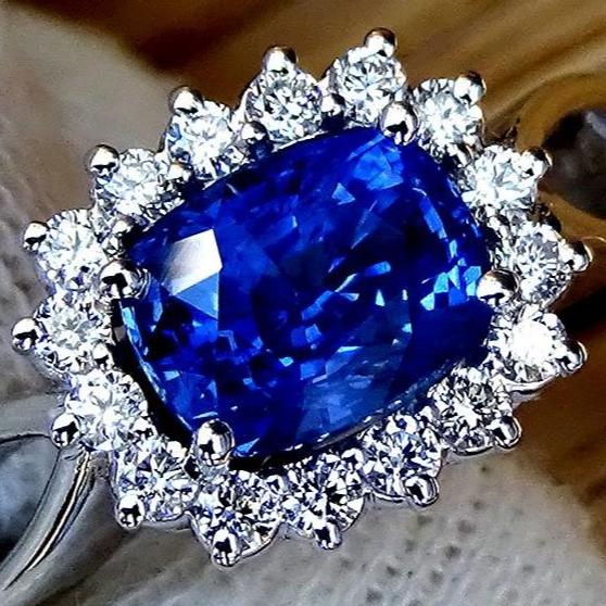 natural blue sapphire and diamond 18kt gold ring - Shilat