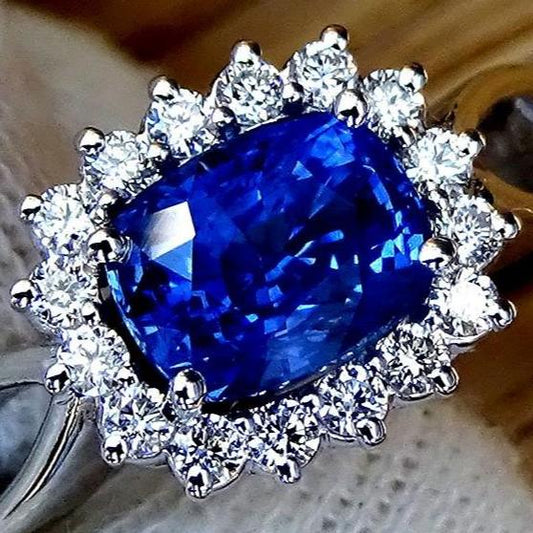 natural blue sapphire and diamond 18kt gold ring - Shilat