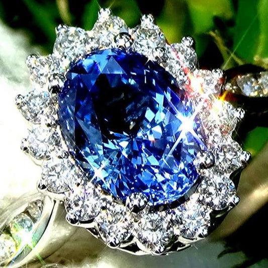 natural blue sapphire and diamond 14kt gold ring - Shilat