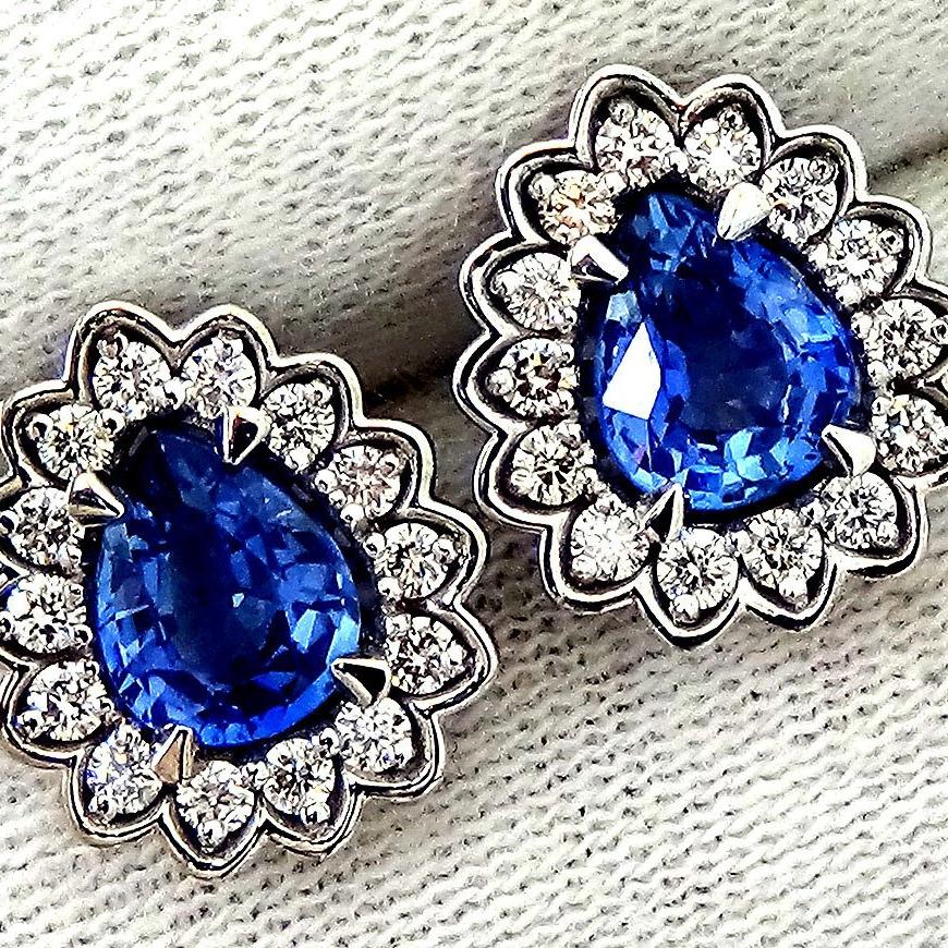 sapphire diamonds 14kt stud earrings - Shilat